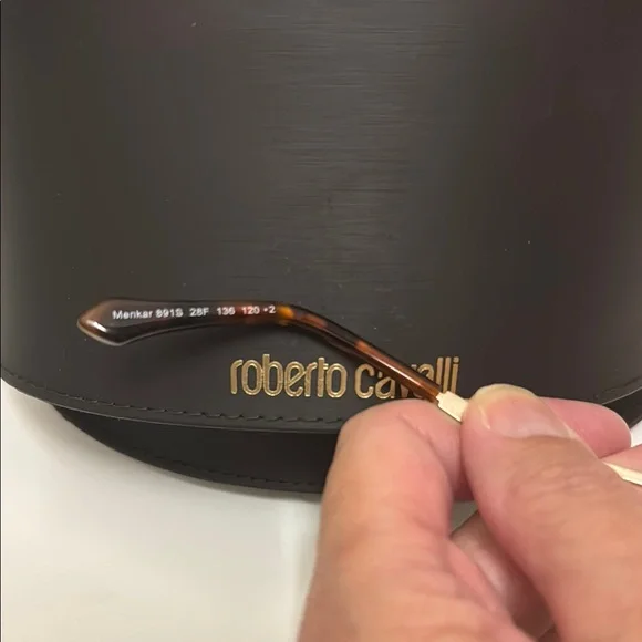 Roberto Cavalli Brown Shield Sunglasses with Crystal Detail - Picture 5 of 7